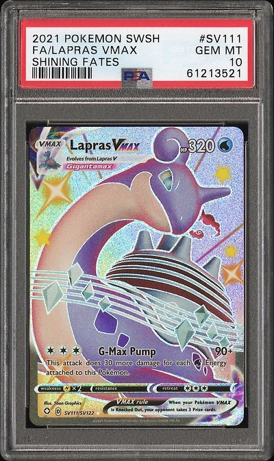 2021 Pokemon Sword & Shield Shining Fates Sv111 Full Art/lapras Vmax PSA