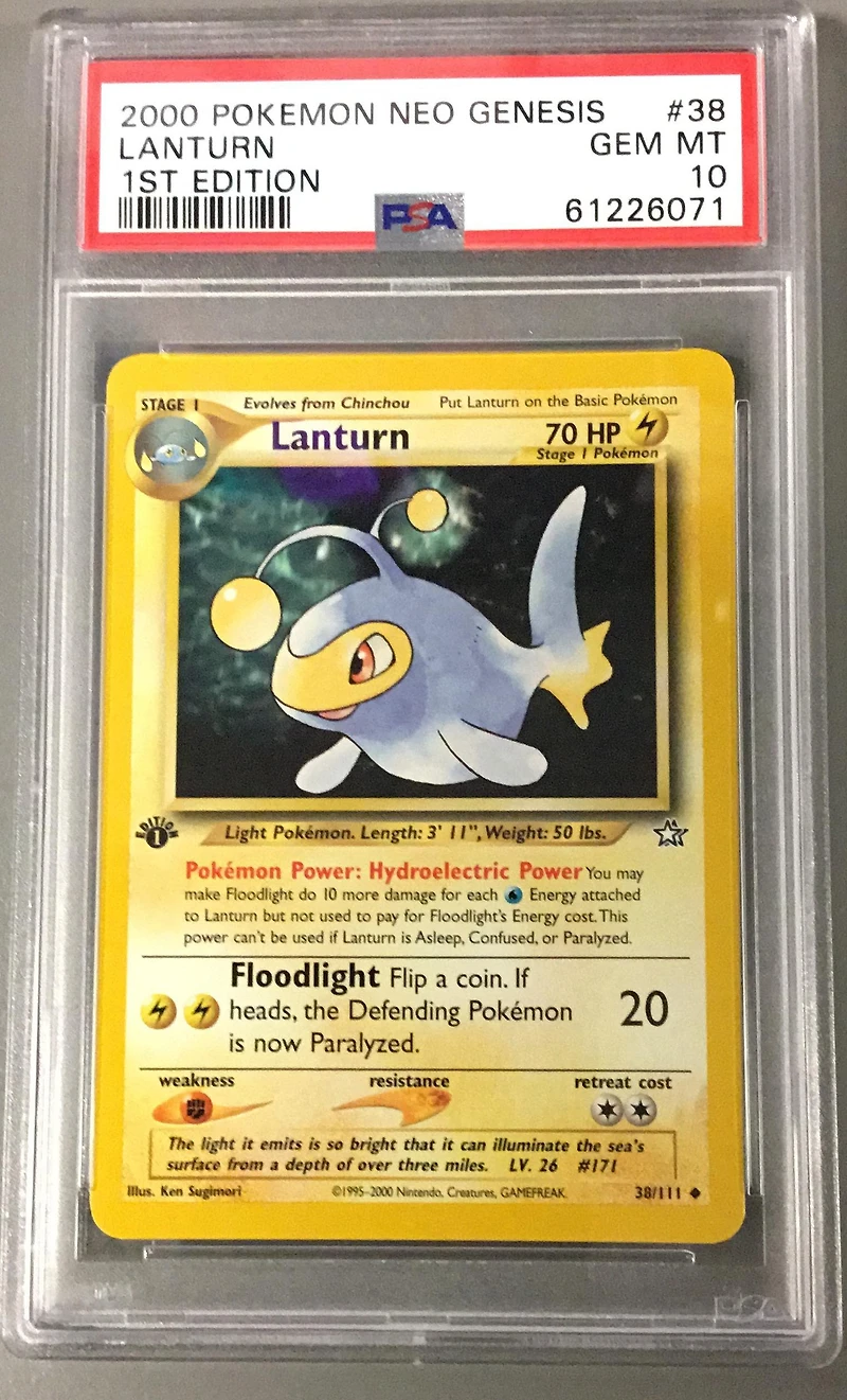 2000 Pokemon Neo Genesis 1st Edition 38 Lanturn PSA 10