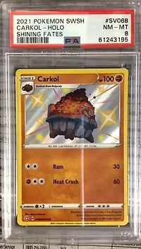 2021 Pokemon Sword & Shield Shining Fates Sv068 Carkol-holo PSA 8