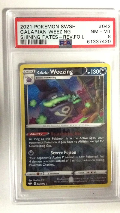 2021 Pokemon Sword & Shield Shining Fates 042 Galarian Weezing-reverse Foil PSA 8