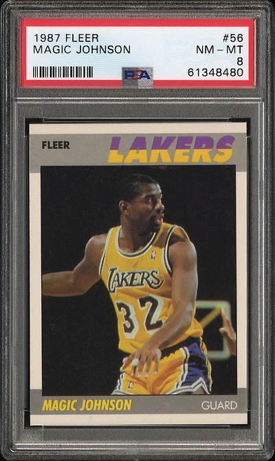 1987 Fleer 56 Magic Johnson PSA 8