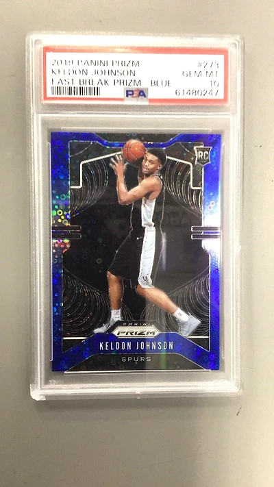 2019 Panini Prizm 273 Keldon Johnson Fast Break Prizm-blue PSA 10