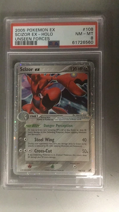 2005 Pokemon Ex Unseen Forces 108 Scizor Ex-holo PSA 8