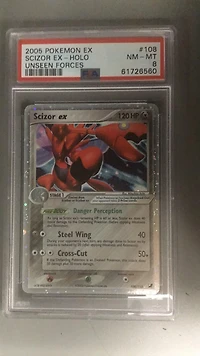 2005 Pokemon Ex Unseen Forces 108 Scizor Ex-holo PSA 8