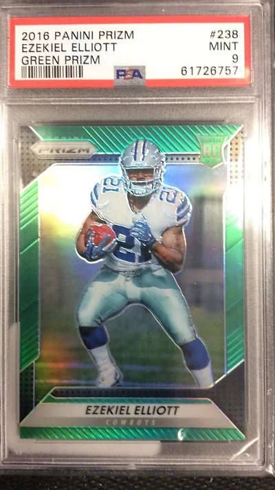 2016 Panini Prizm 238 Ezekiel Elliott Green Prizm PSA 9