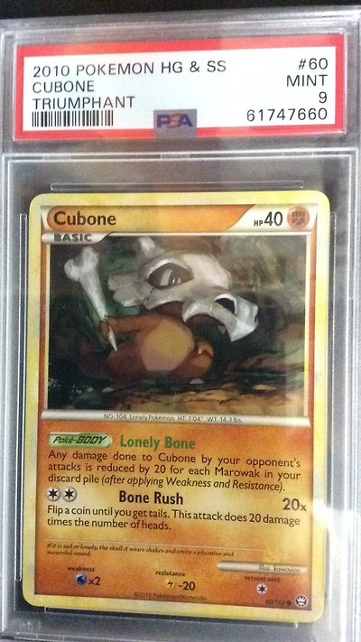 2010 Pokemon Heartgold & Soulsilver Triumphant 60 Cubone PSA 9