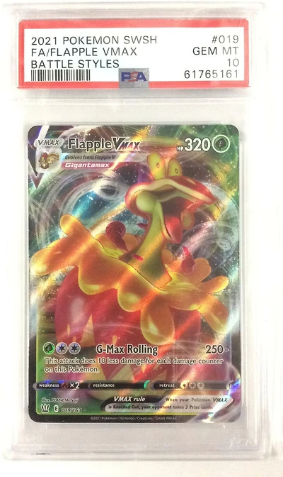 2021 Pokemon Sword & Shield Battle Styles 019 Full Art/flapple Vmax PSA 10