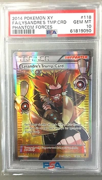2014 Pokemon Xy Phantom Forces 118 Full Art/lysandre's Trump Card PSA 10