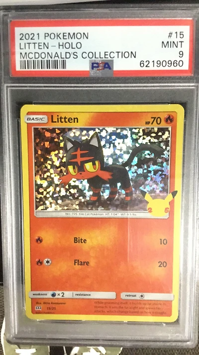 2021 Pokemon Mcdonald's Collection 15 Litten-holo PSA 9