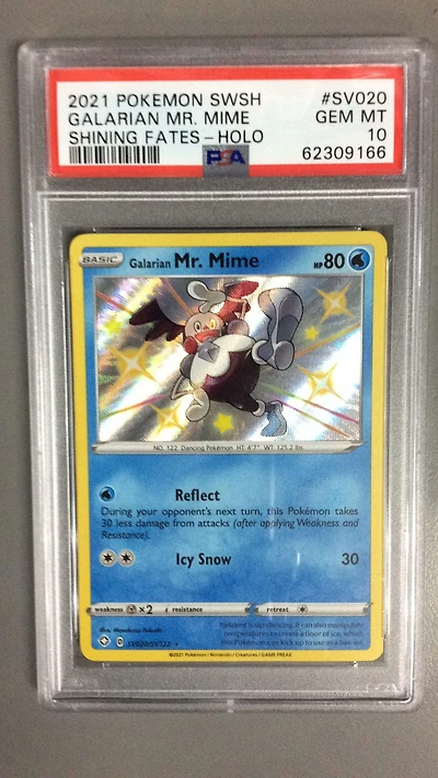 2021 Pokemon Sword & Shield Shining Fates Sv020 Galarian Mr. Mime-holo PSA 10