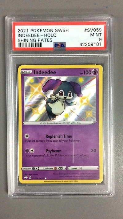 2021 Pokemon Sword & Shield Shining Fates Sv059 Indeedee-holo PSA 9