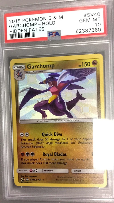 2019 Pokemon Sun & Moon Hidden Fates Sv40 Garchomp PSA 10
