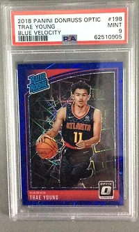 2018 Panini Donruss Optic 198 Trae Young Blue Velocity PSA 9