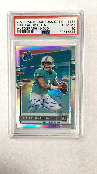 2020 Panini Donruss Optic 152 Tua Tagovailoa Autograph-holo PSA 10