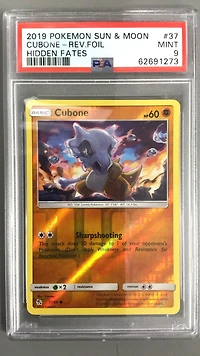 2019 Pokemon Sun & Moon Hidden Fates 37 Cubone-reverse Foil PSA 9