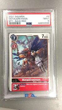 2020 Digimon Starter Deck Gaia Red 9 Metalgreymon PSA 9