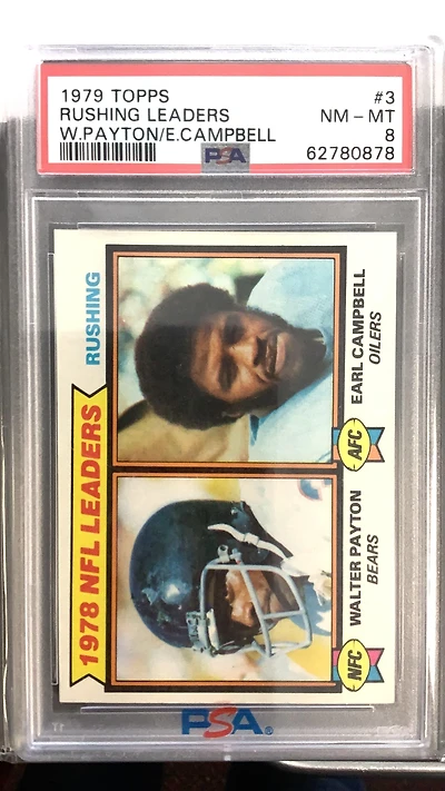 1979 Topps 3 Rushing Leaders PSA 8
