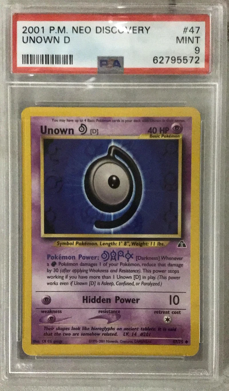 2001 Pokemon Neo Discovery 47 Unown D PSA 9