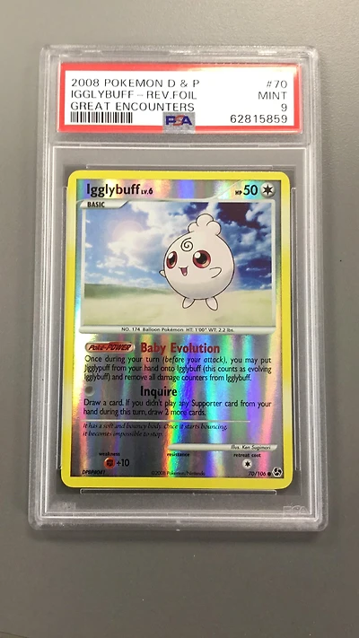 2008 Pokemon Diamond & Pearl Great Encounters 70 Igglybuff-reverse Foil PSA 9