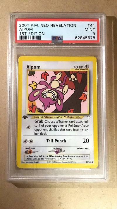 2001 Pokemon Neo Revelation 41 Aipom 1st Edition PSA 9