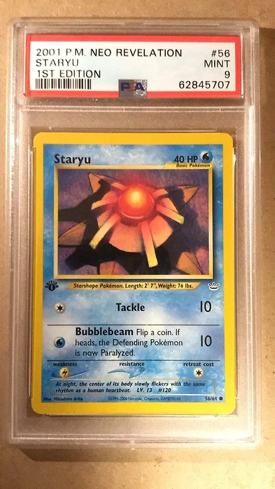 2001 Pokemon Neo Revelation 56 Staryu 1st Edition PSA 9