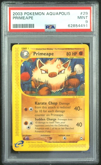 2003 Pokemon Aquapolis 29 Primeape PSA 9