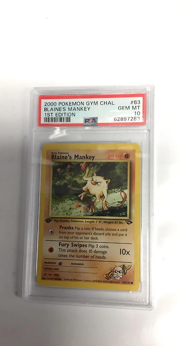 2000 Pokemon Gym Challenge 63 Blaine's Mankey PSA 10
