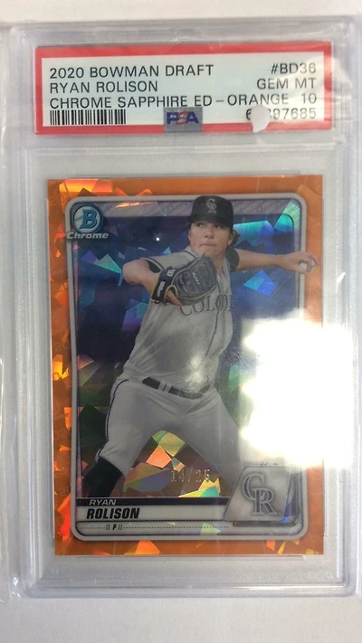 2020 Bowman Draft Chrome Sapphire Edition Bd36 Ryan Rolison PSA 10