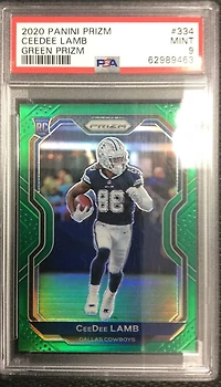 2020 Panini Prizm 334 Ceedee Lamb Green Prizm PSA 9