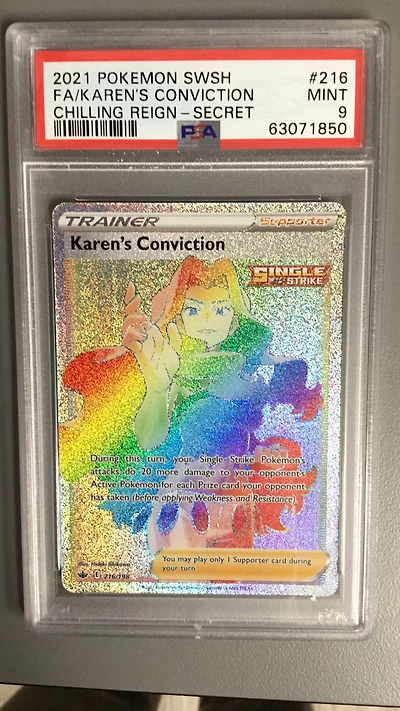 2021 Pokemon Sword & Shield Chilling Reign 216 Full Art/karen's Conviction Secret PSA