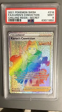 2021 Pokemon Sword & Shield Chilling Reign 216 Full Art/karen's Conviction Secret PSA