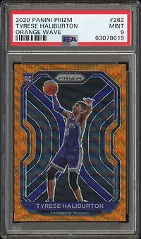 2020 Panini Prizm 262 Tyrese Haliburton Orange Wave PSA 9