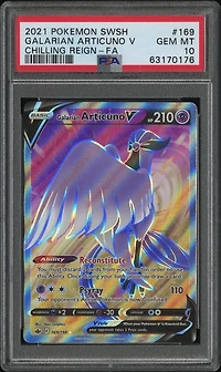 2021 Pokemon Sword & Shield Chilling Reign Full Art/galarian Articuno V PSA