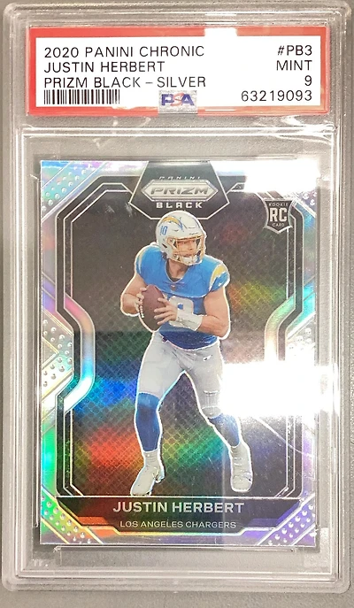2020 Panini Chronicles Prizm Black Pb3 Justin Herbert Silver PSA