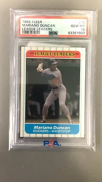 1986 Fleer League Leaders 10 Mariano Duncan PSA 10