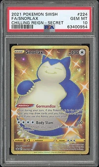 2021 Pokemon Sword & Shield Chilling Reign 224 Full Art/snorlax Secret PSA