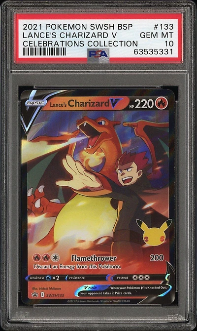 2021 Pokemon Swsh Black Star Promo 133 Lance's Charizard V Celebrations Collection PSA