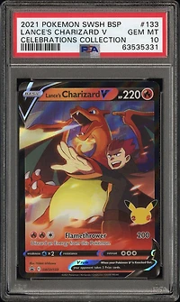 2021 Pokemon Swsh Black Star Promo 133 Lance's Charizard V Celebrations Collection PSA