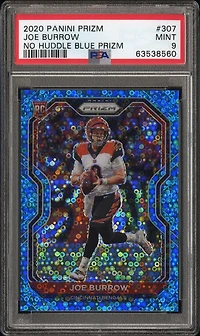2020 Panini Prizm 307 Joe Burrow No Huddle Blue Prizm PSA 9