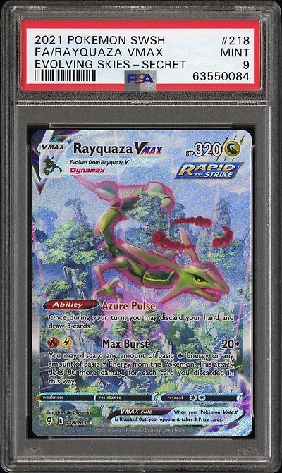 2021 Pokemon Sword & Shield Evolving Skies Full Art/rayquaza Vmax Secret PSA
