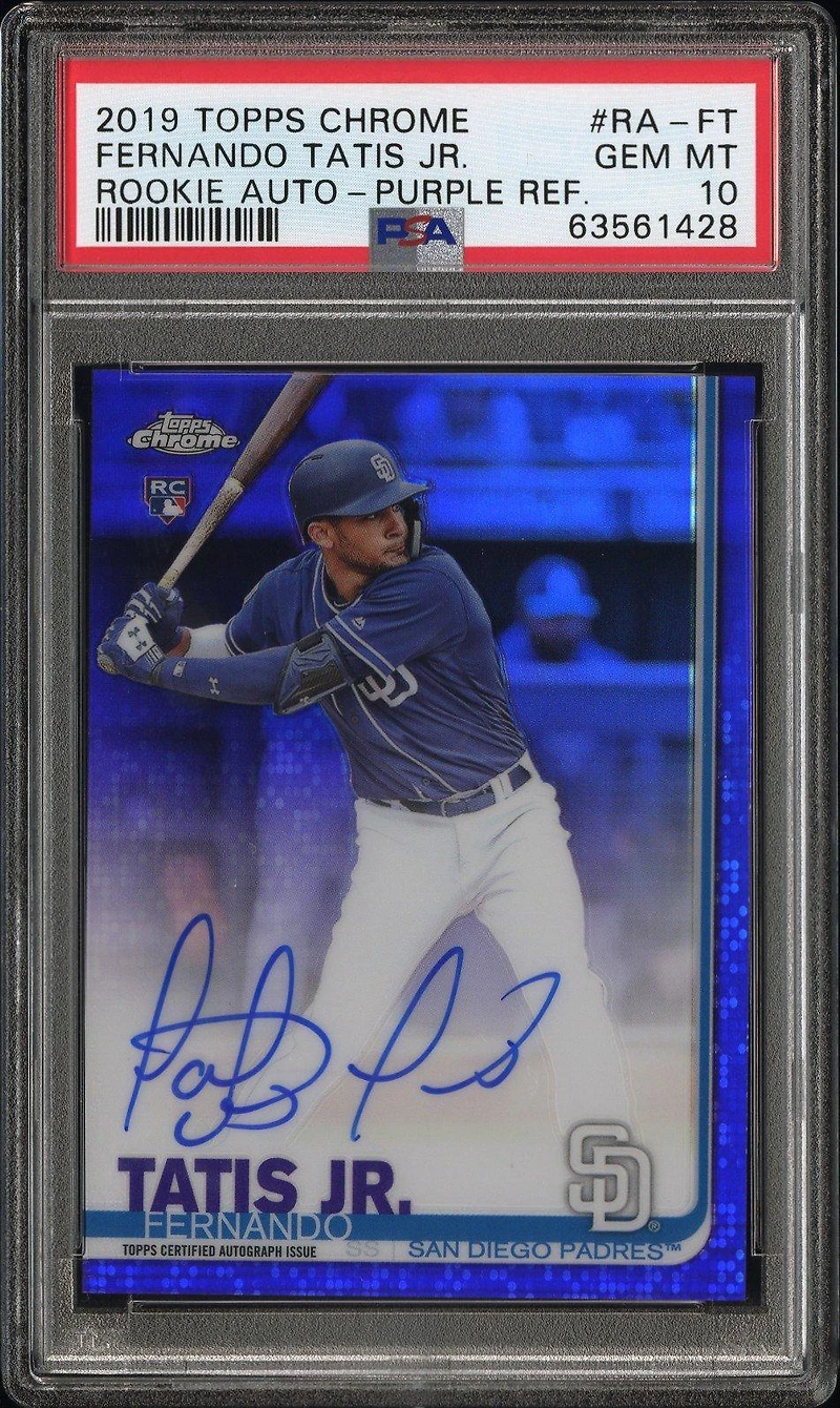 2019 Topps Chrome Rookie Autographs Ra-ft Fernando Tatis Jr. Purple Refractor PSA 10