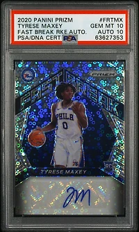 2020 Panini Prizm Fast Break Rookie Autographs Frtmx Tyrese Maxey PSA
