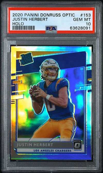 2020 Panini Donruss Optic 153 Justin Herbert Holo PSA 10