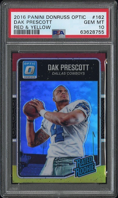 2016 Panini Donruss Optic 162 Dak Prescott Red & Yellow PSA 10
