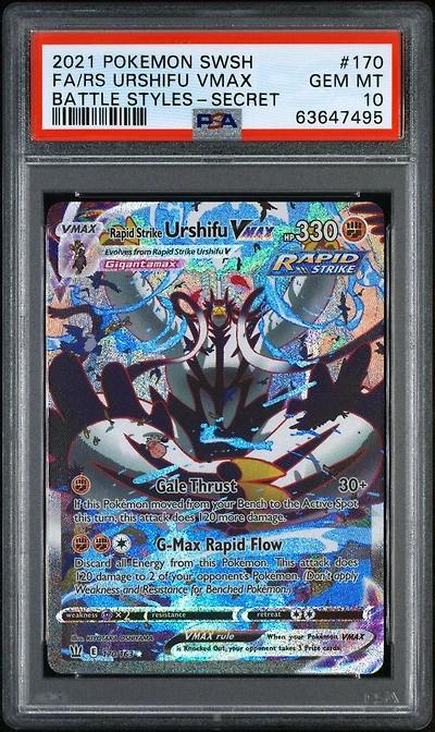 2021 Pokemon Sword & Shield Battle Styles Full Art/rapid Strike Urshifu Vmax Secret PSA