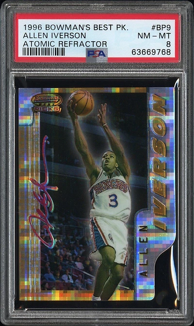 1996 Bowman's Best Best Picks Bp9 Allen Iverson Atomic Refractor PSA 8