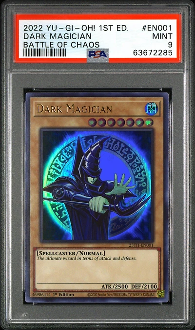 2022 Yu-gi-oh! Bach-battle Of Chaos En001 Dark Magician 1st Edition PSA 9