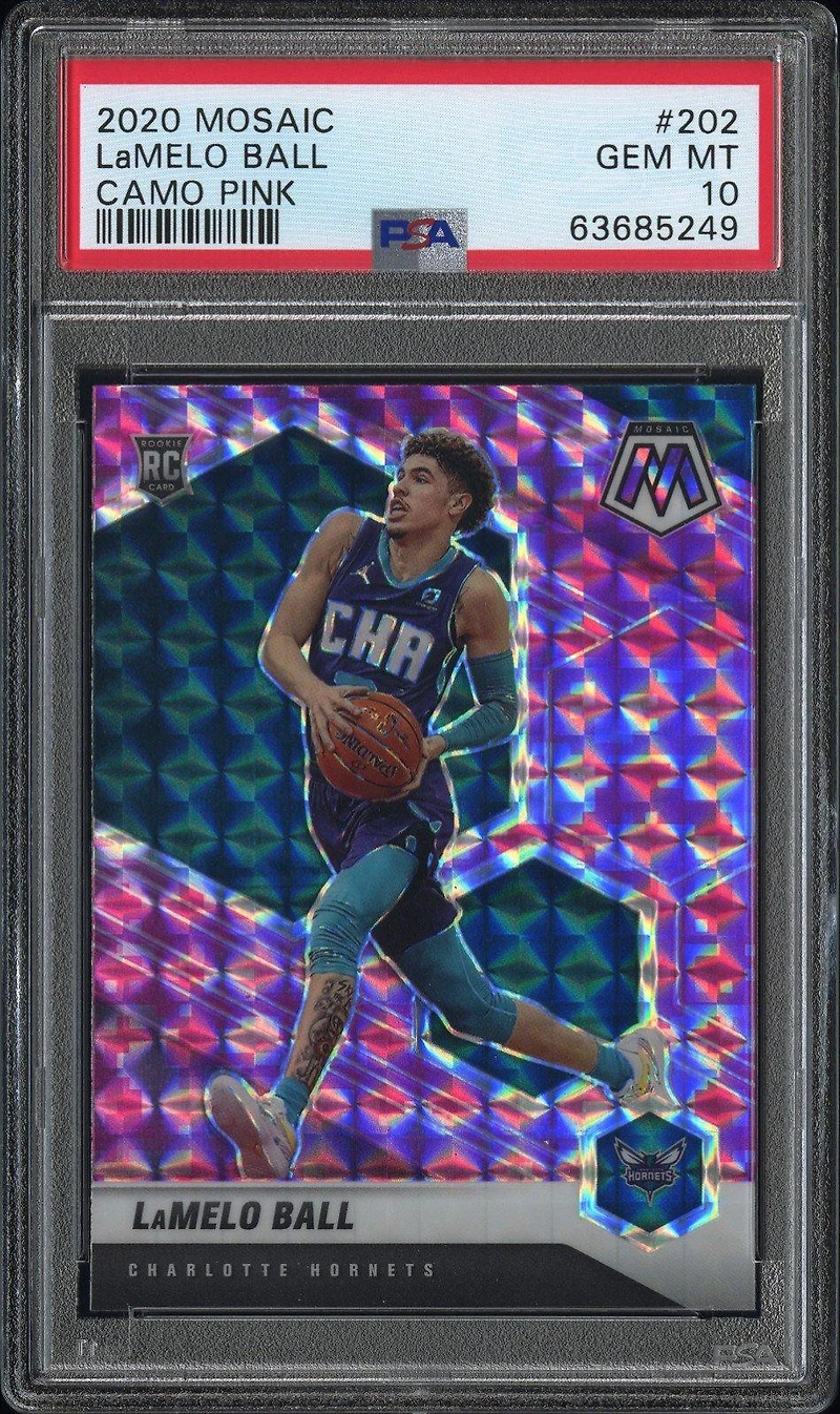 2020 Panini Mosaic 202 Lamelo Ball Camo Pink PSA 10