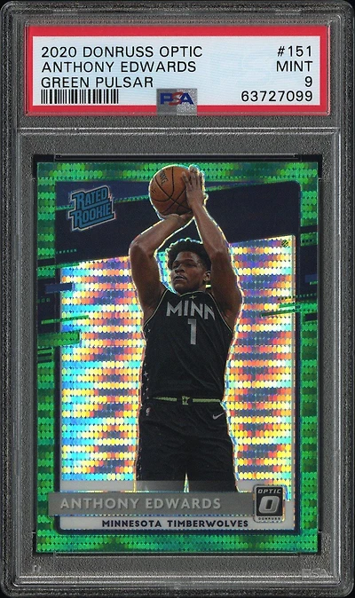 2020 Panini Donruss Optic 151 Anthony Edwards Green Pulsar PSA 9