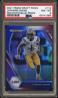 2021 Panini Prizm Draft Picks 112 Ja'marr Chase Red/white/blue Prizm PSA 8